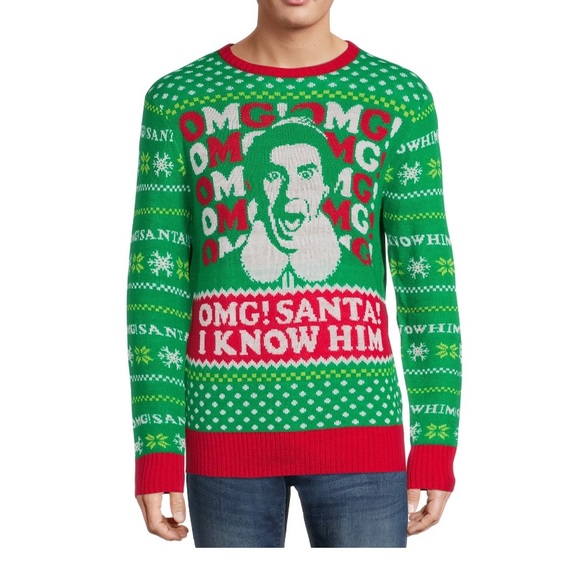 Elf Men’s Santa “I Know Him” Sweater - Picture 1 of 5